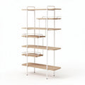 Wooden shelf unit with metal frame and multiple tiers for organizing books and decor 150 x 70 x 180cm