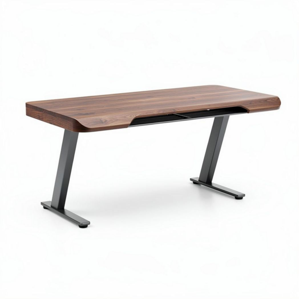 Wooden desk with metal legs for office or home workspace 150 x 75 x 75cm
