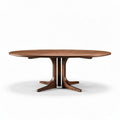 Walnut oval dining table with sleek pedestal base 180 x 90 x 75cm