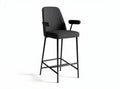 Upholstered bar stool in charcoal fabric with armrests and metal legs 40 x 40 x 100cm