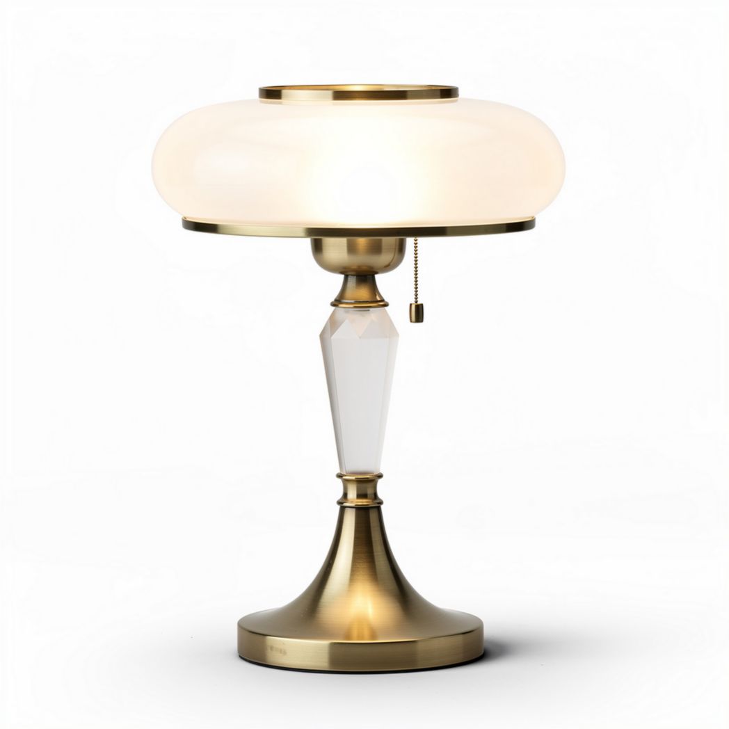Table lamp with glass shade and metal base in brass finish 25 x 25 x 40cm
