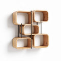 Wooden wall shelf unit with metal brackets for display and storage 120 x 60 x 20cm