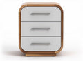 Wooden nightstand with three drawers and white front panels 40 x 40 x 40cm
